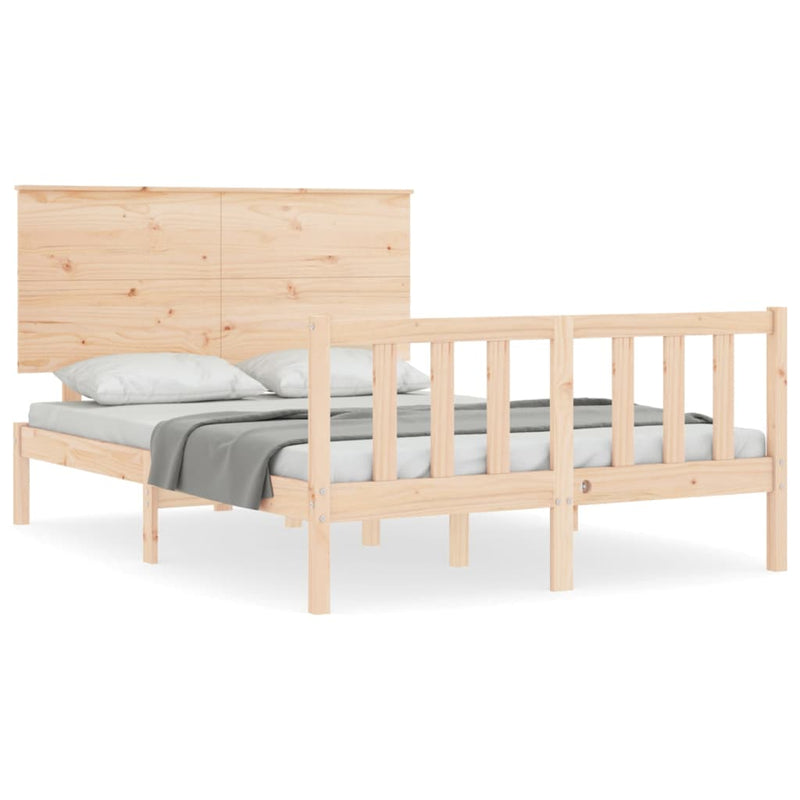 Bedframe met hoofdbord massief hout 4FT6 Double