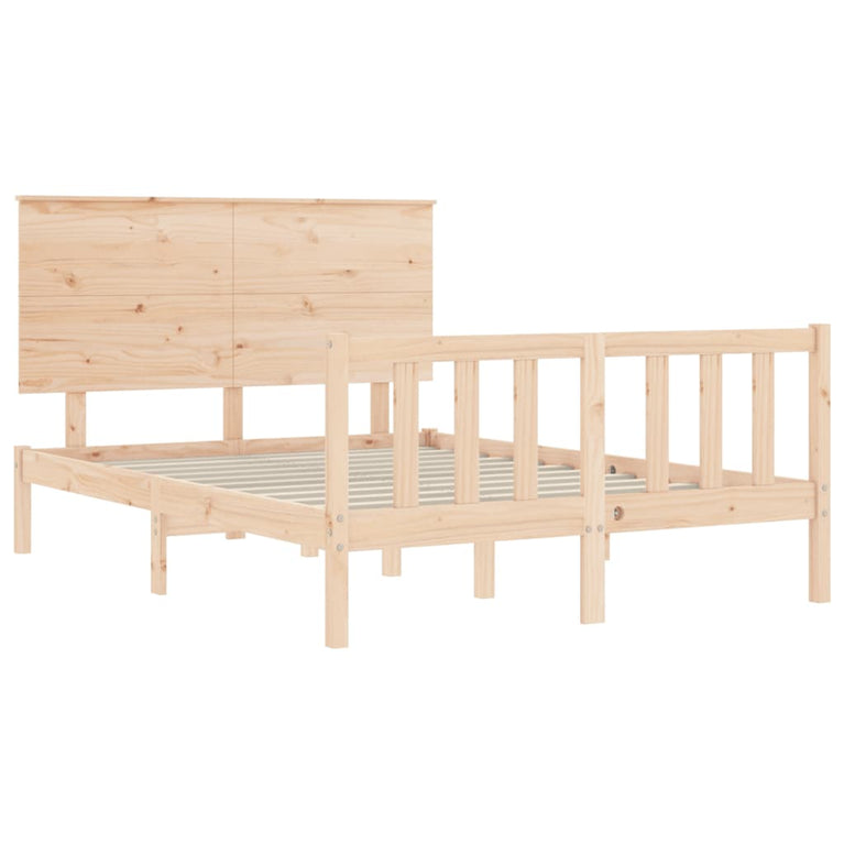 Bedframe met hoofdbord massief hout 4FT6 Double
