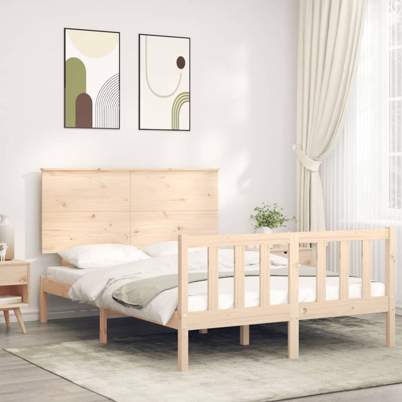 Bedframe met hoofdbord massief hout 4FT6 Double