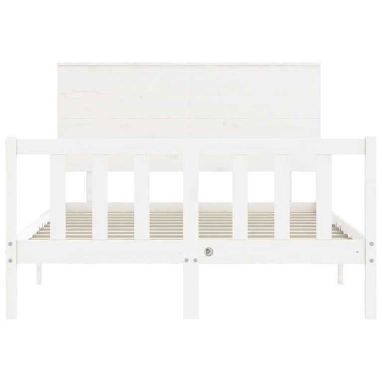 Bedframe met hoofdbord massief hout wit 4FT6 Double