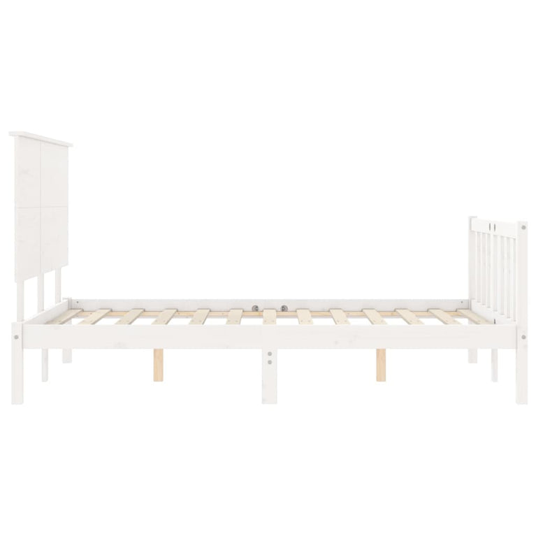 Bedframe met hoofdbord massief hout wit 4FT6 Double