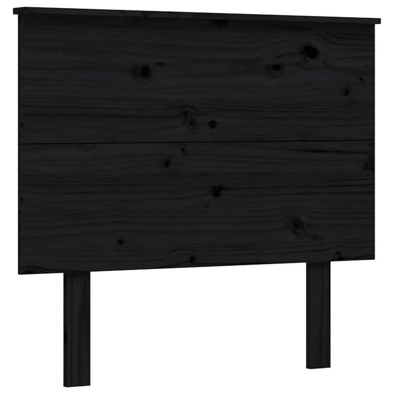 Bedframe met hoofdbord massief hout zwart 100x200 cm