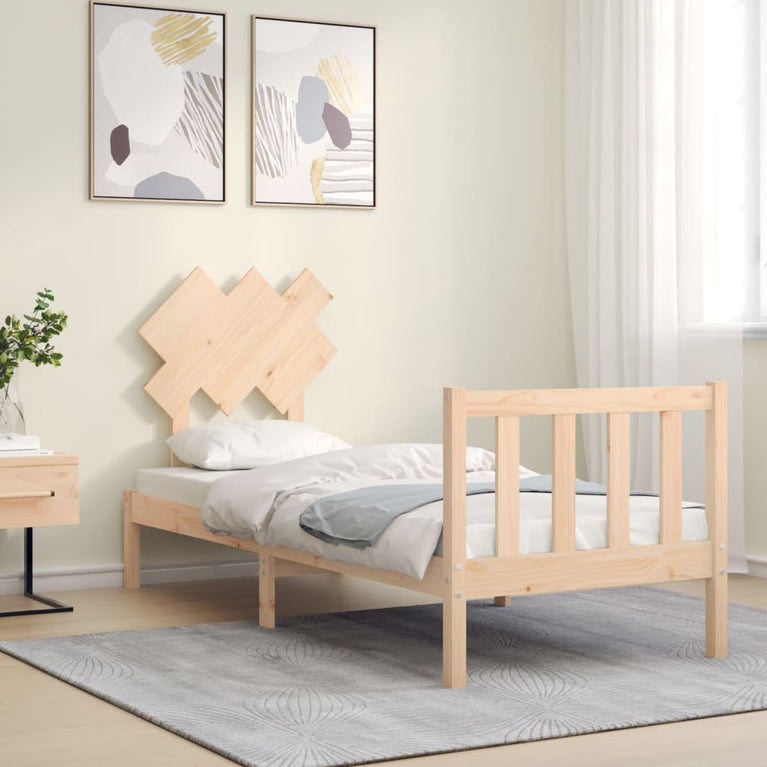 Bedframe met hoofdbord massief hout 2FT6 Small Single