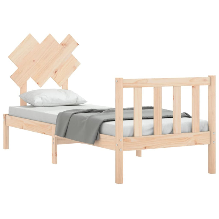Bedframe met hoofdbord massief hout 2FT6 Small Single