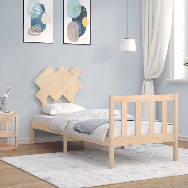 Bedframe met hoofdbord massief hout 2FT6 Small Single
