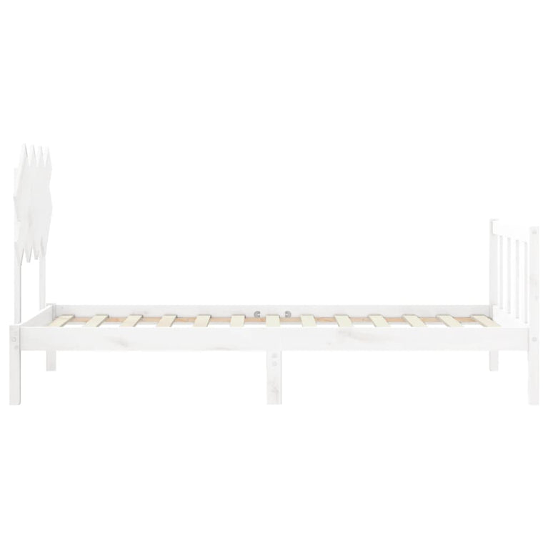 Bedframe met hoofdbord massief hout wit 3FT Single