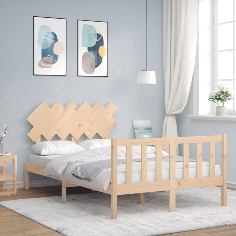 Bedframe met hoofdbord massief hout 4FT Small Double