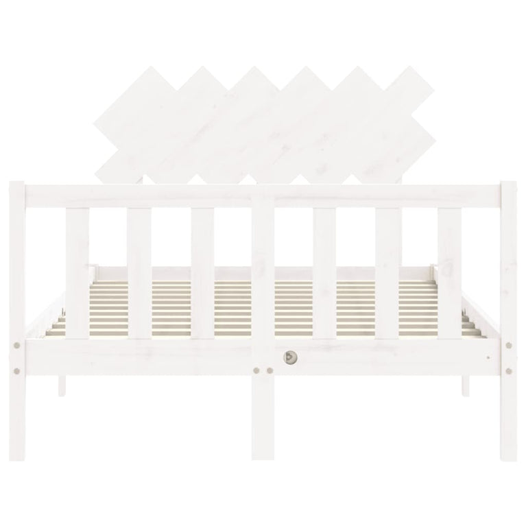 Bedframe met hoofdbord massief hout wit 4FT Small Double