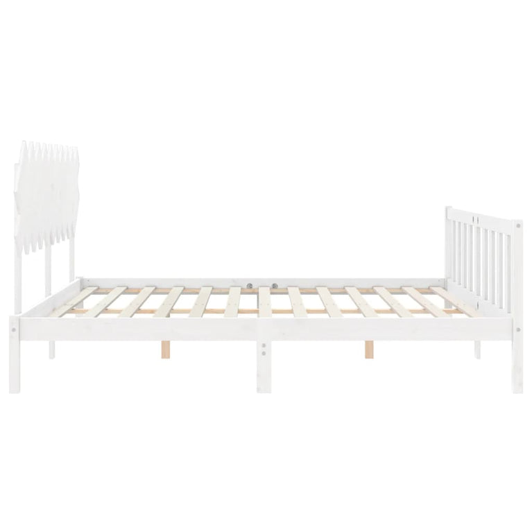 Bedframe met hoofdbord massief hout wit 4FT Small Double