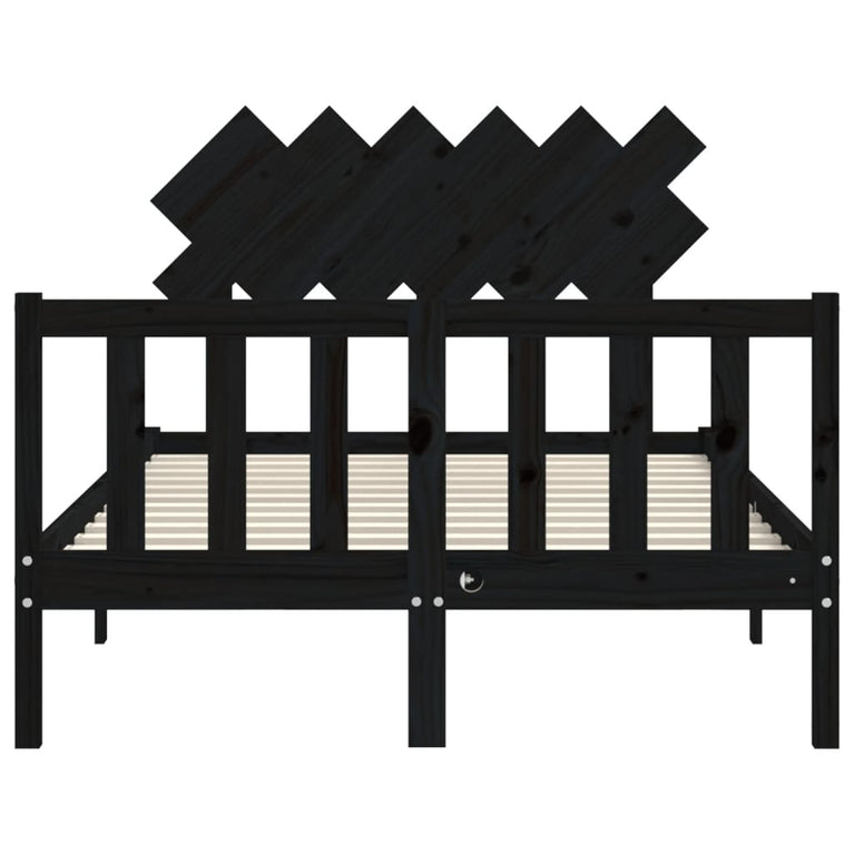 Bedframe met hoofdbord massief hout zwart 4FT Small Double
