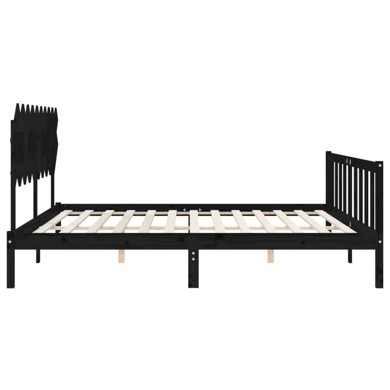 Bedframe met hoofdbord massief hout zwart 4FT Small Double