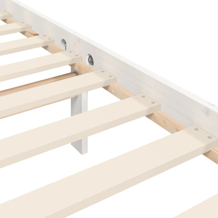 Bedframe met hoofdbord massief hout wit 90x200 cm
