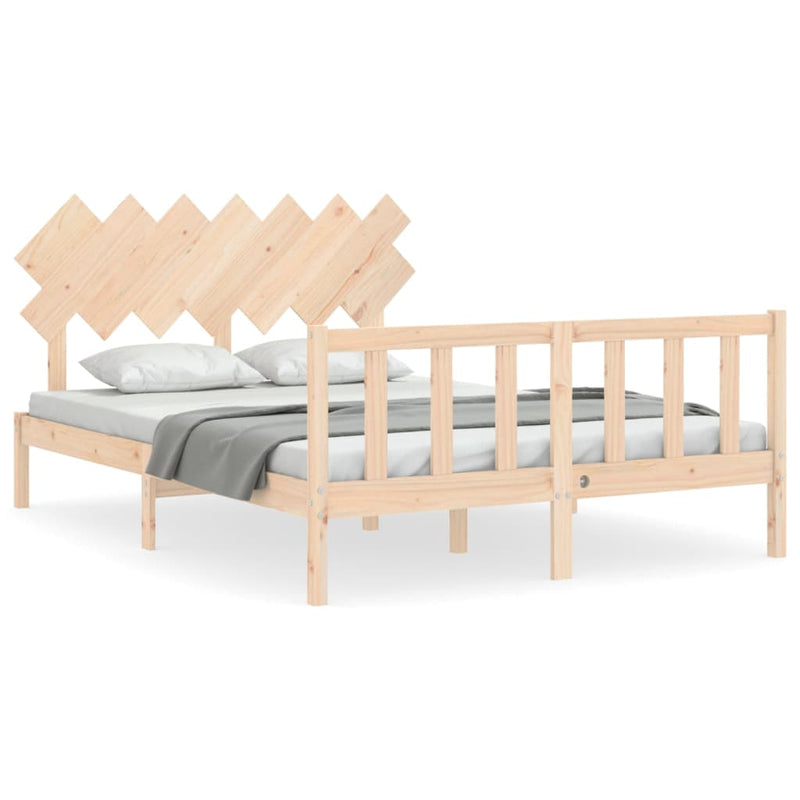 Bedframe met hoofdbord massief hout 140x200 cm