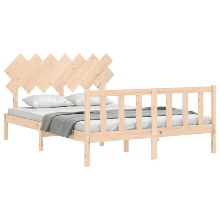 Bedframe met hoofdbord massief hout 140x200 cm