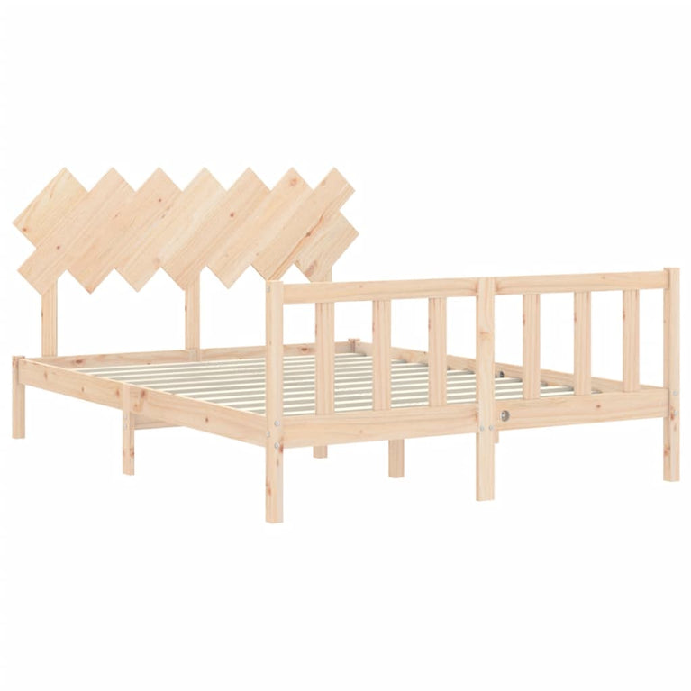 Bedframe met hoofdbord massief hout 140x200 cm