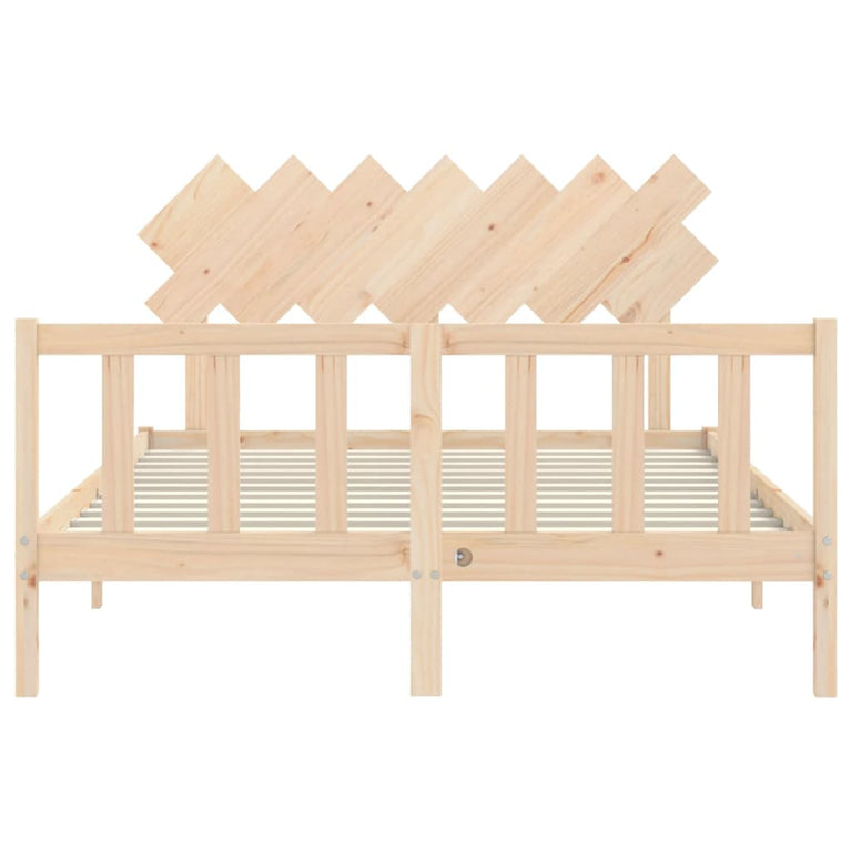 Bedframe met hoofdbord massief hout 140x200 cm