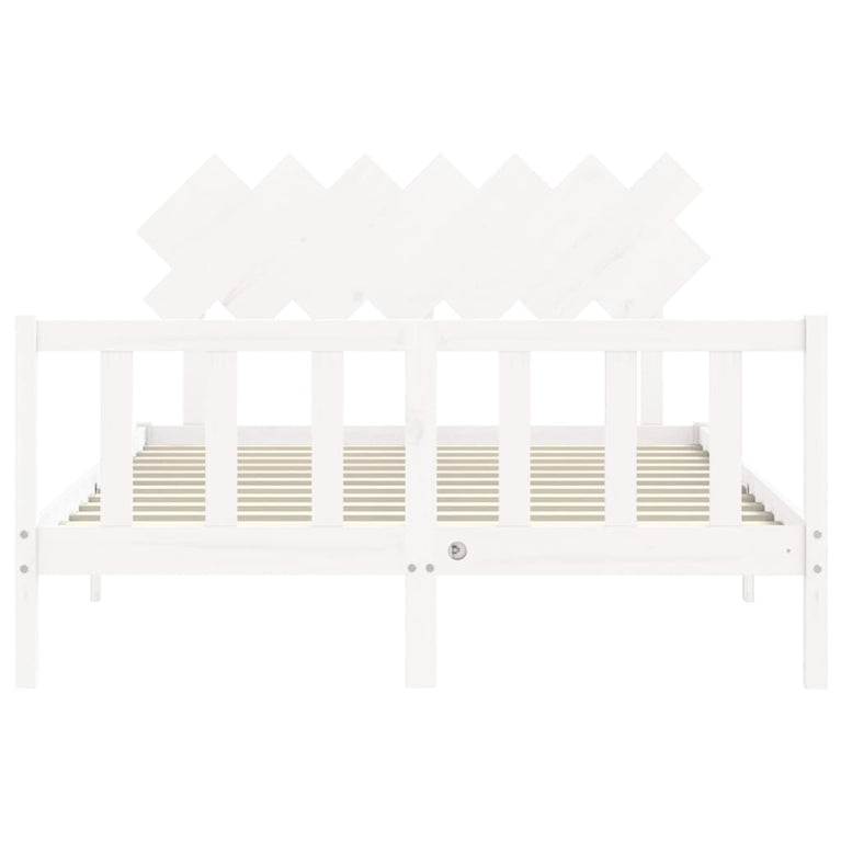 Bedframe met hoofdbord massief hout wit 5 FT King Size