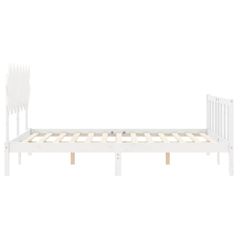 Bedframe met hoofdbord massief hout wit 5 FT King Size