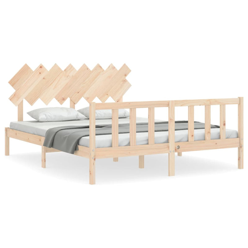 Bedframe met hoofdbord massief hout 160x200 cm