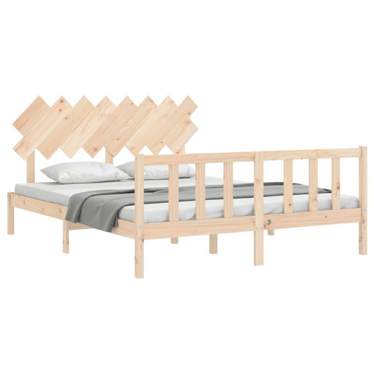 Bedframe met hoofdbord massief hout 160x200 cm
