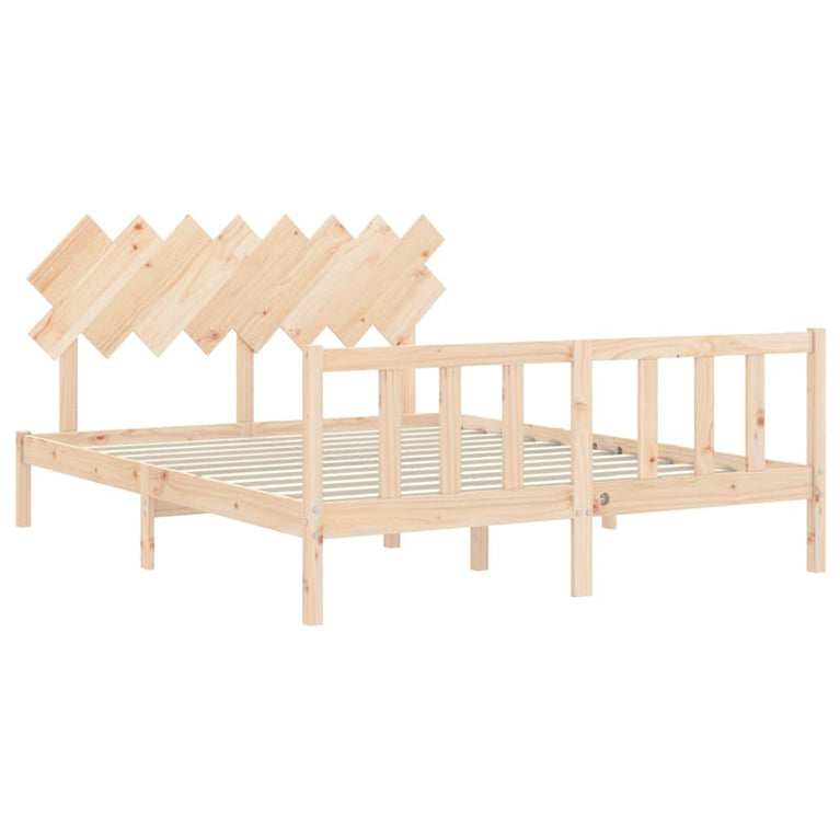 Bedframe met hoofdbord massief hout 160x200 cm