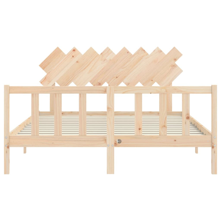 Bedframe met hoofdbord massief hout 160x200 cm