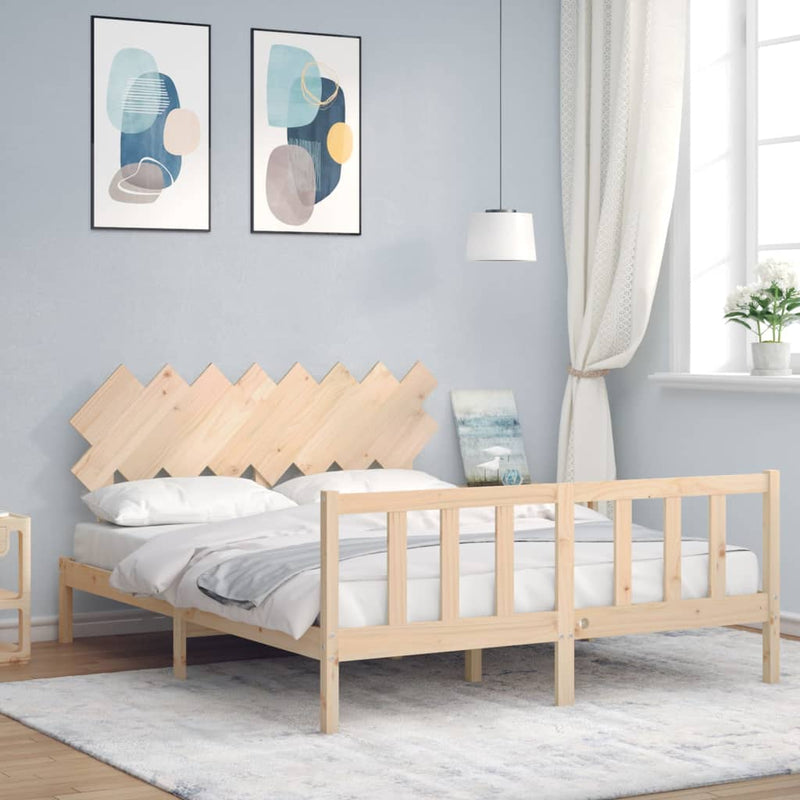 Bedframe met hoofdbord massief hout 160x200 cm