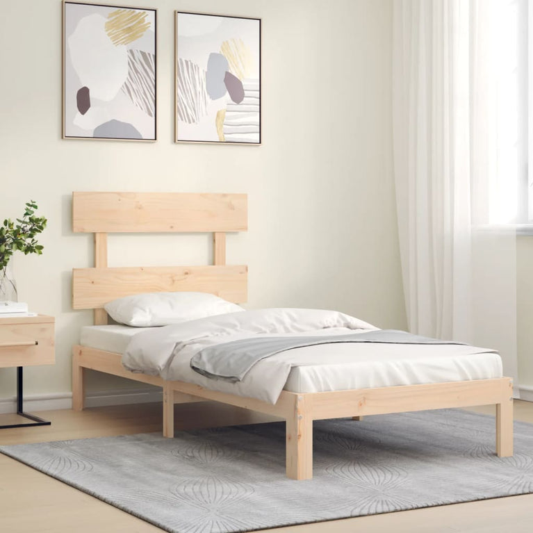 Bedframe met hoofdbord massief hout 2FT6 Small Single