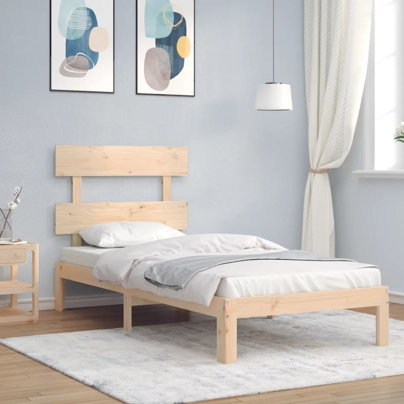 Bedframe met hoofdbord massief hout 3FT Single