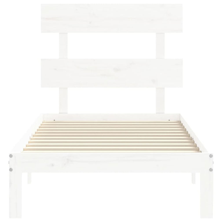 Bedframe met hoofdbord massief hout wit 3FT Single