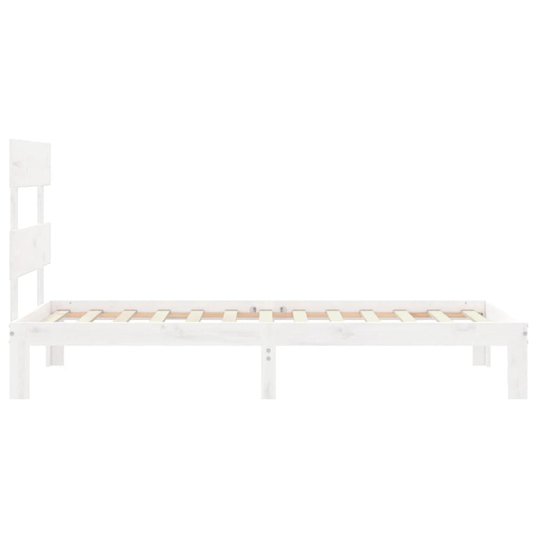Bedframe met hoofdbord massief hout wit 3FT Single