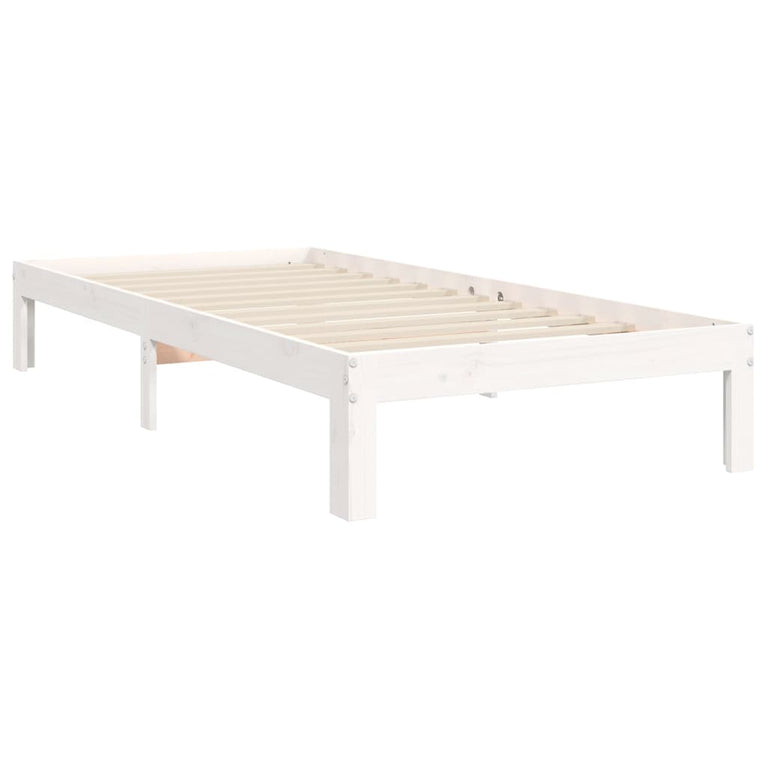 Bedframe met hoofdbord massief hout wit 3FT Single