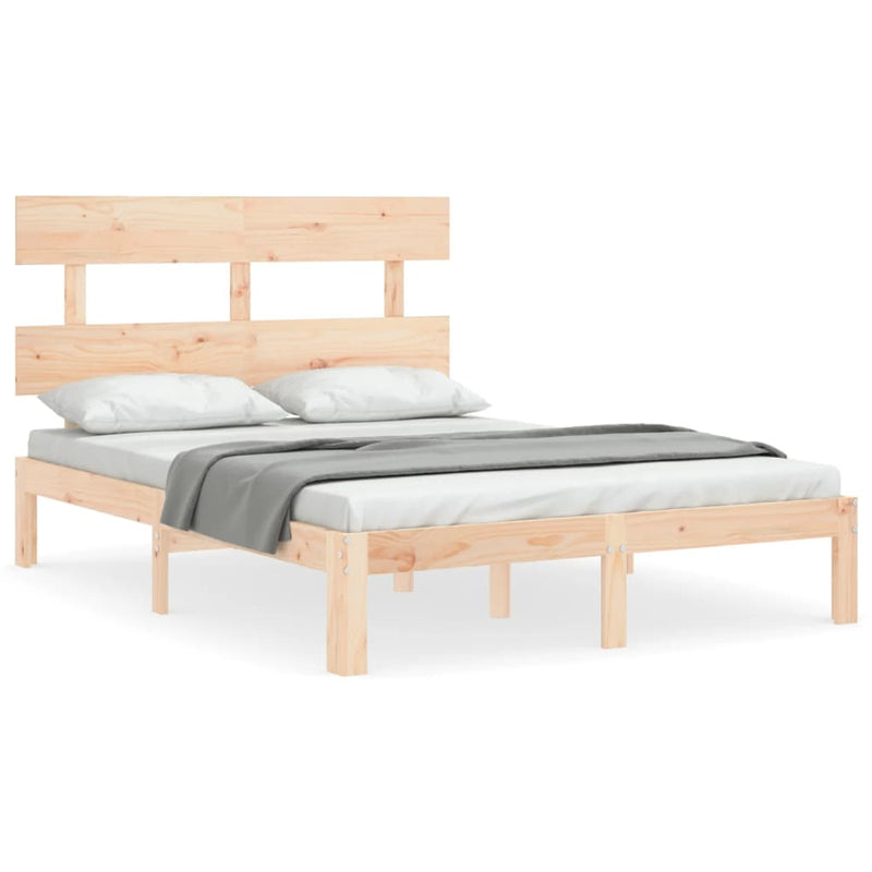 Bedframe met hoofdbord massief hout 4FT6 Double