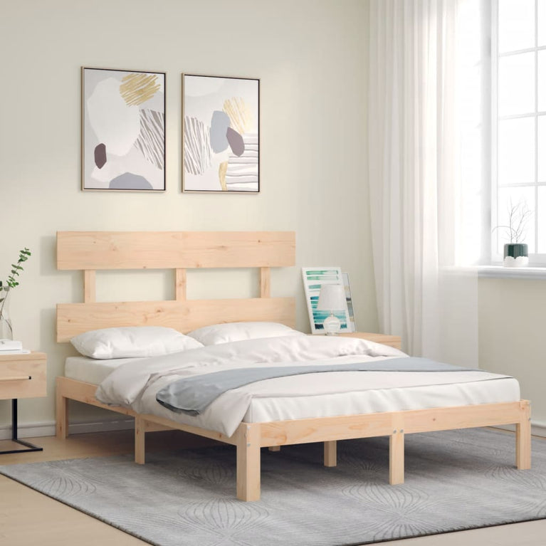 Bedframe met hoofdbord massief hout 4FT6 Double