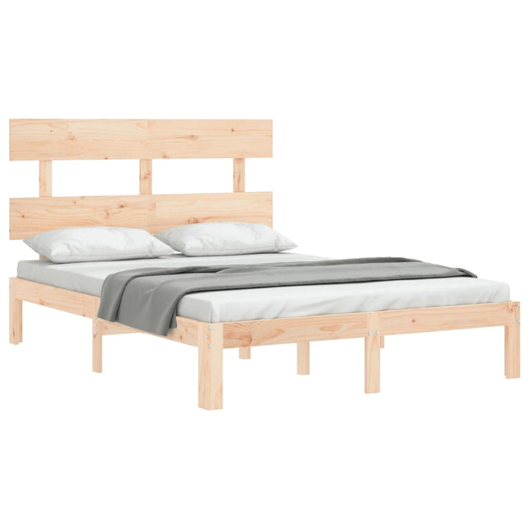 Bedframe met hoofdbord massief hout 4FT6 Double