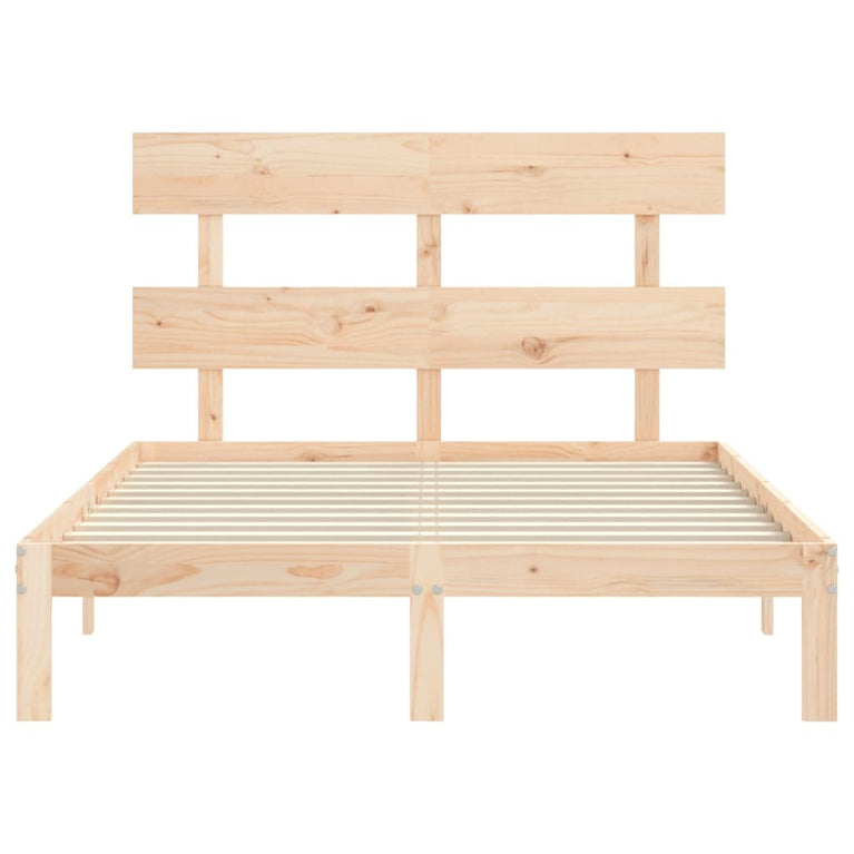 Bedframe met hoofdbord massief hout 4FT6 Double