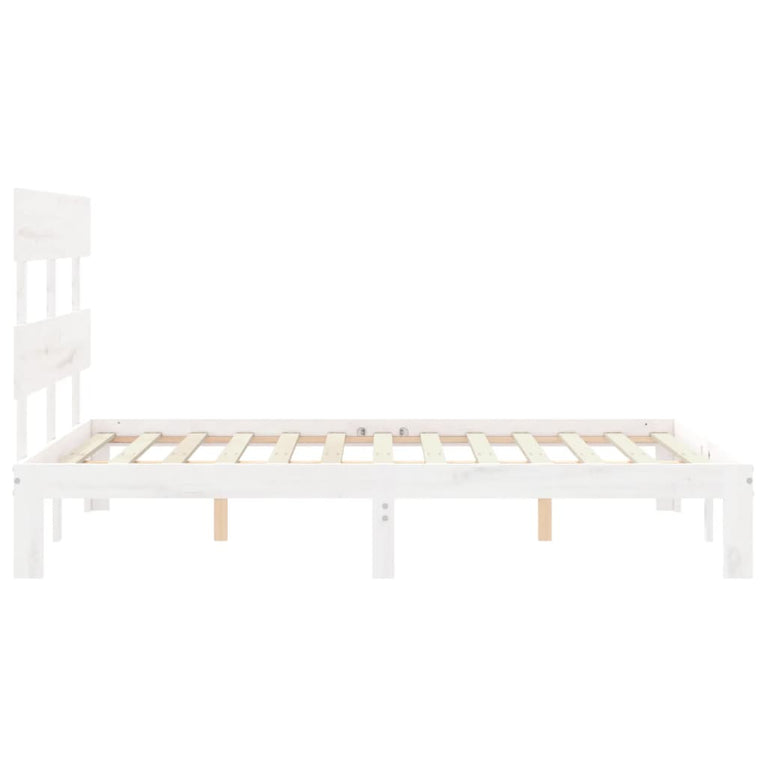Bedframe met hoofdbord massief hout wit 4FT6 Double