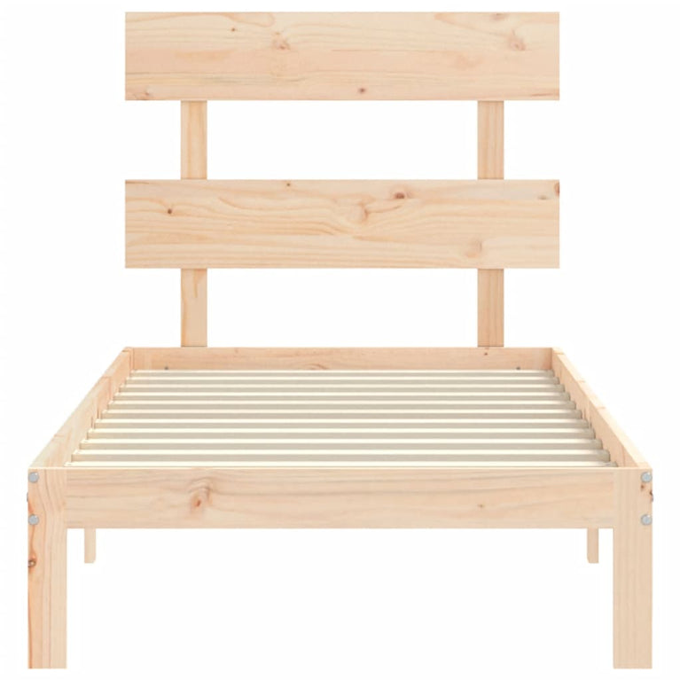 Bedframe met hoofdbord massief hout 90x200 cm