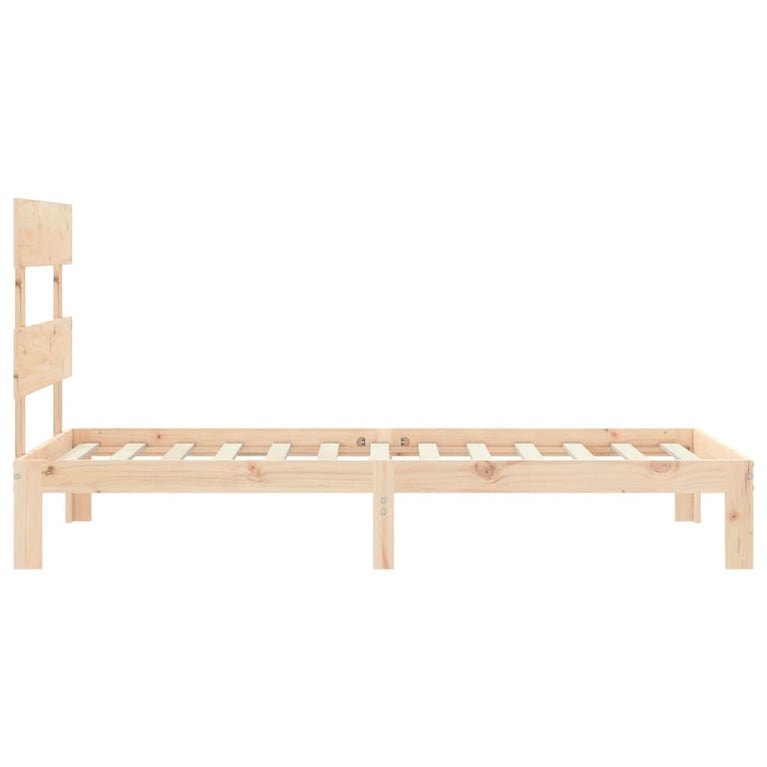 Bedframe met hoofdbord massief hout 90x200 cm