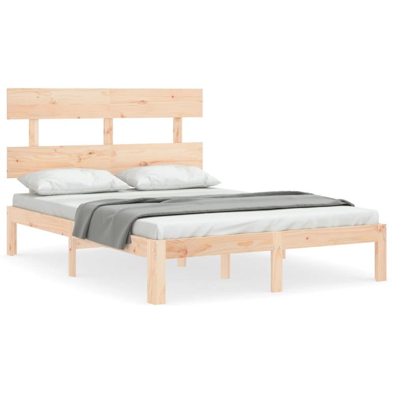 Bedframe met hoofdbord massief hout 140x200 cm