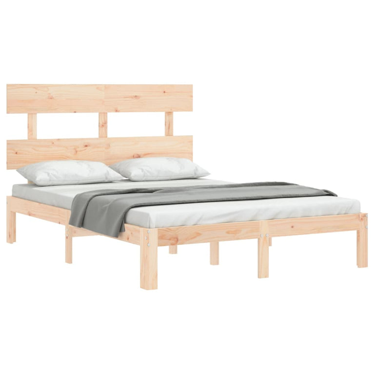 Bedframe met hoofdbord massief hout 140x200 cm