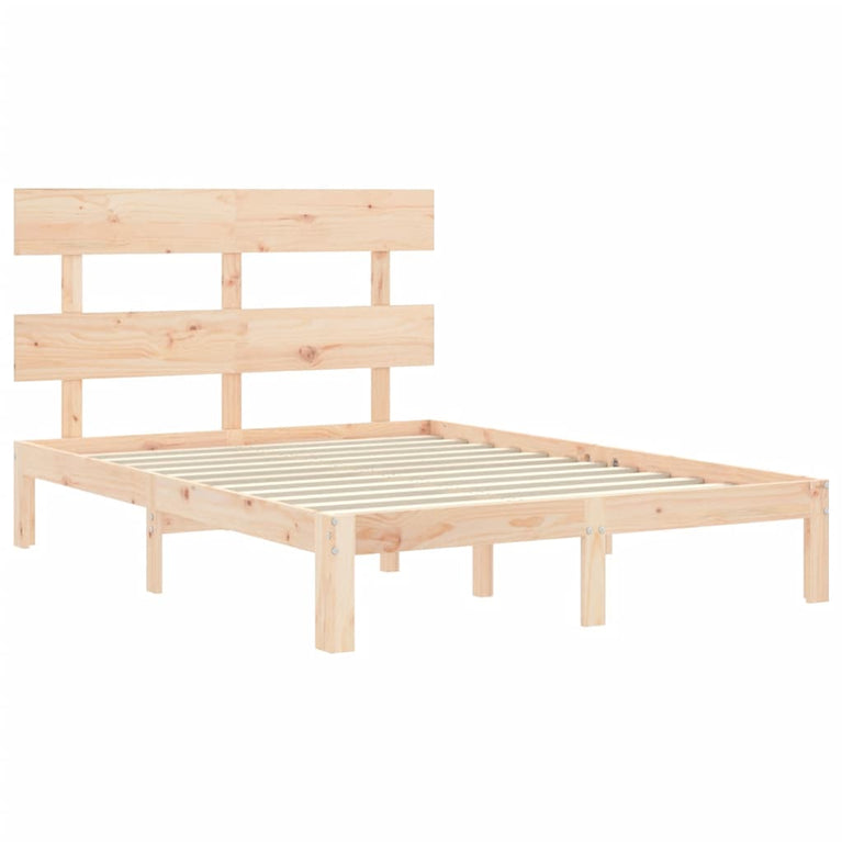Bedframe met hoofdbord massief hout 140x200 cm