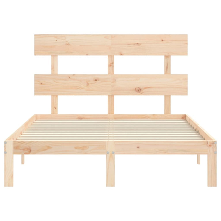 Bedframe met hoofdbord massief hout 140x200 cm