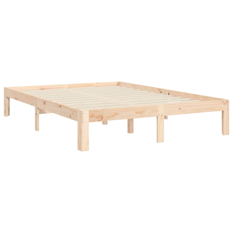 Bedframe met hoofdbord massief hout 140x200 cm