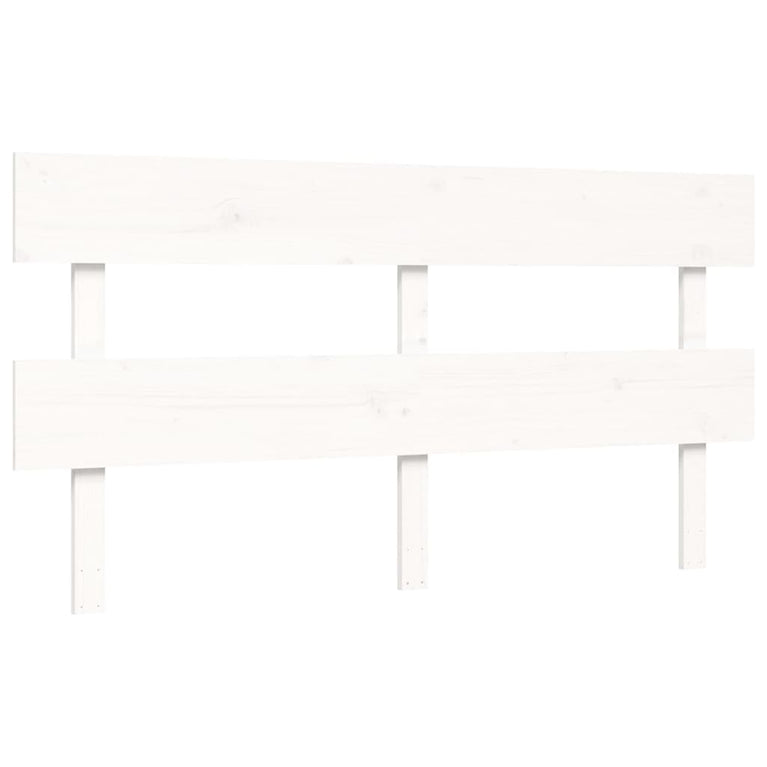 Bedframe met hoofdbord massief hout wit 160x200 cm