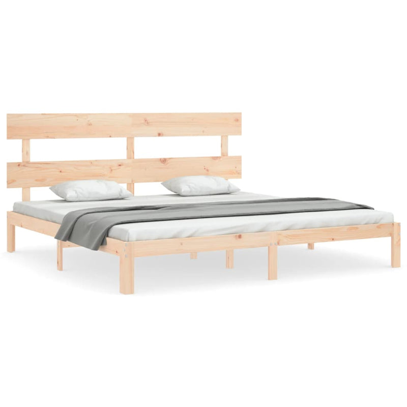 Bedframe met hoofdbord massief hout 200x200 cm