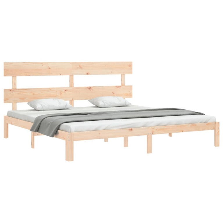 Bedframe met hoofdbord massief hout 200x200 cm