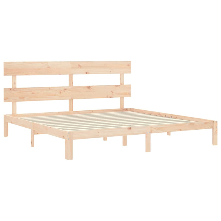 Bedframe met hoofdbord massief hout 200x200 cm