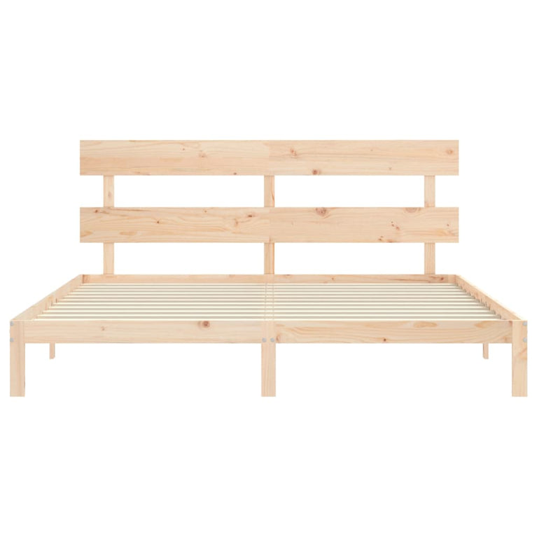 Bedframe met hoofdbord massief hout 200x200 cm