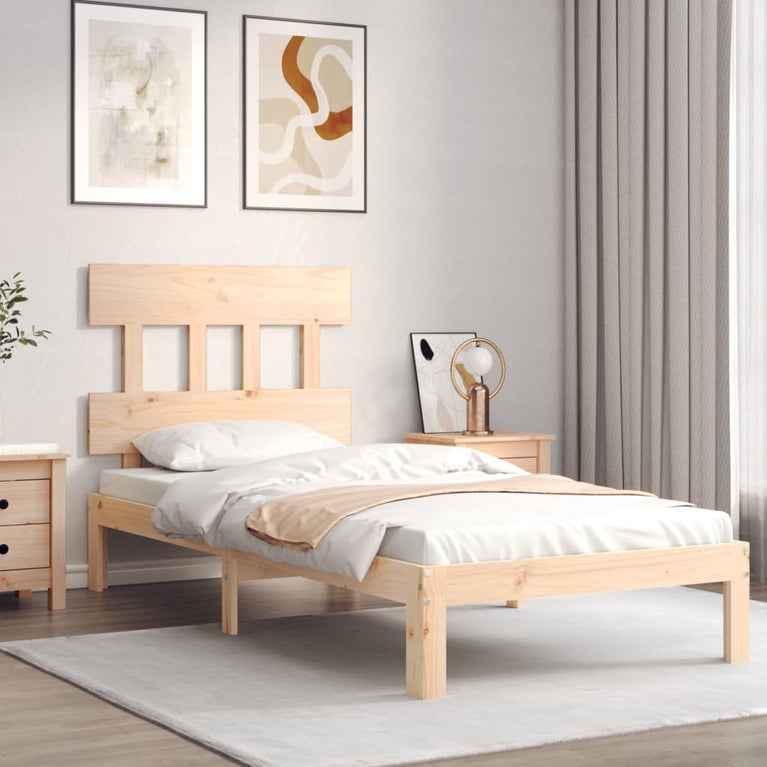 Bedframe met hoofdbord massief hout 2FT6 Small Single